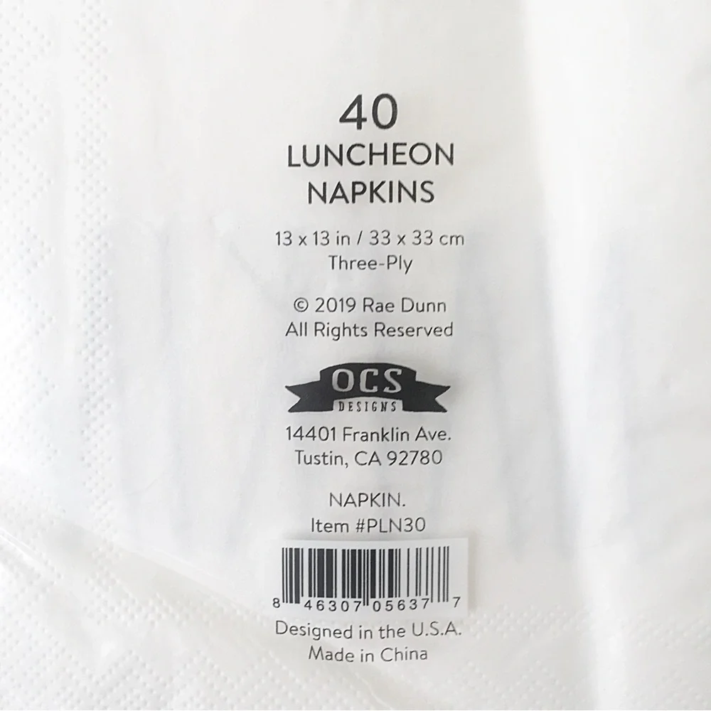 Rae Dunn NAPKIN Party Luncheon Napkins